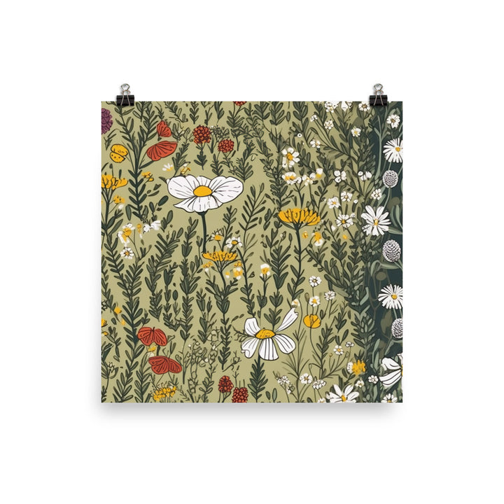 Wildflowers Pattern photo paper poster - Posterfy.AI