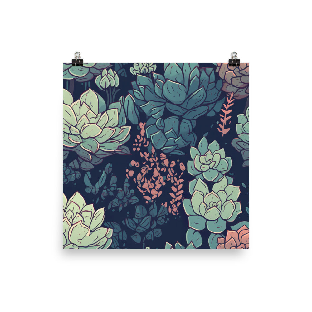 Succulents Pattern photo paper poster - Posterfy.AI