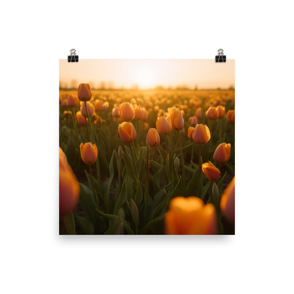 Tulips in the Golden Hour photo paper poster - Posterfy.AI