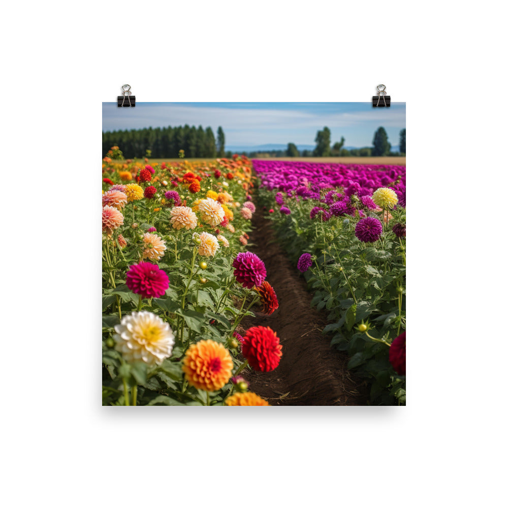 Dahlia Field in Bloom photo paper poster - Posterfy.AI