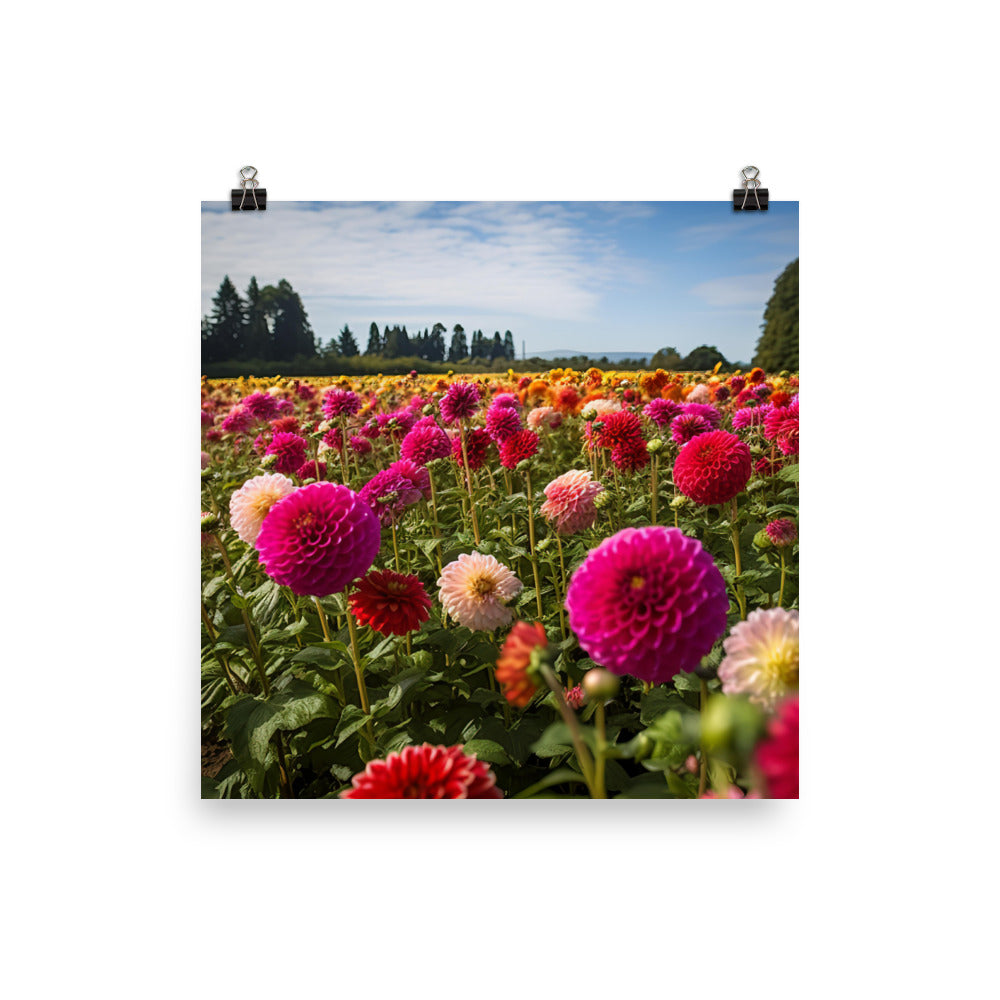 Dahlia Field in Bloom photo paper poster - Posterfy.AI