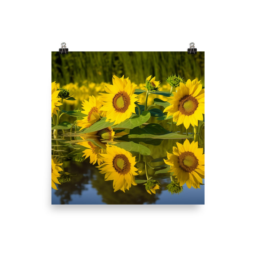 Sunflower Reflections photo paper poster - Posterfy.AI