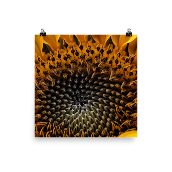 Sunflower Macro photo paper poster - Posterfy.AI