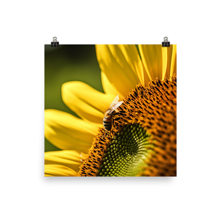 Bee Among Sunflowers photo paper poster - Posterfy.AI