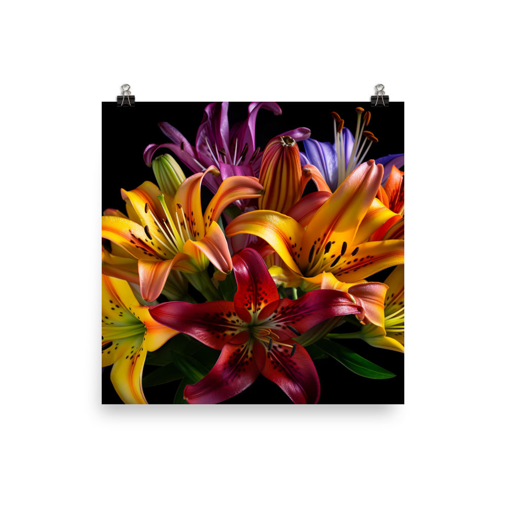 Multicolored Lily Bouquet photo paper poster - Posterfy.AI