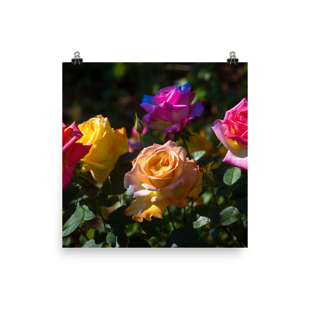 Bright Multi Colored Roses photo paper poster - Posterfy.AI