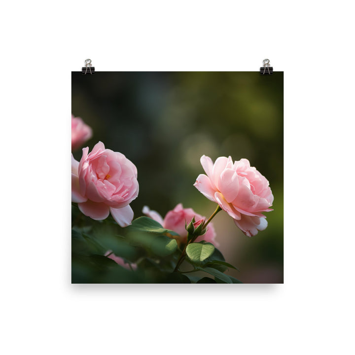 Blushing Pink Roses photo paper poster - Posterfy.AI