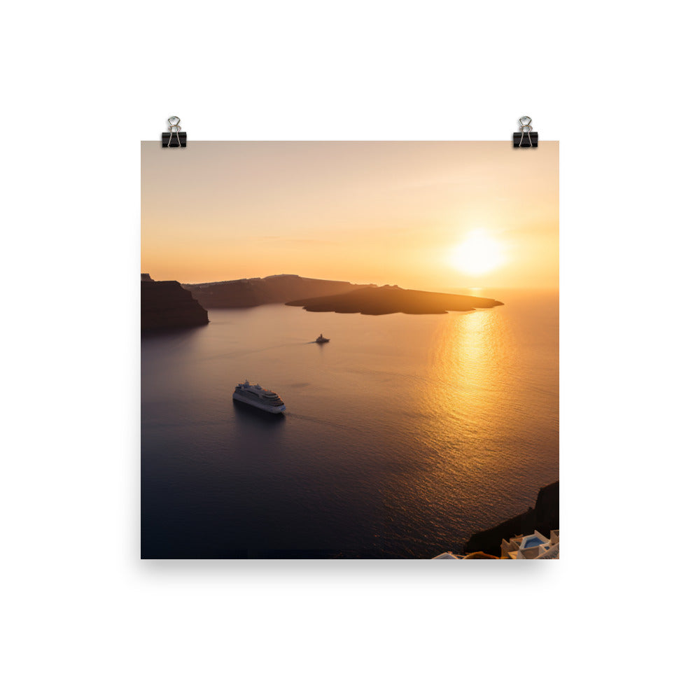 Sunset Over Santorini photo paper poster - Posterfy.AI