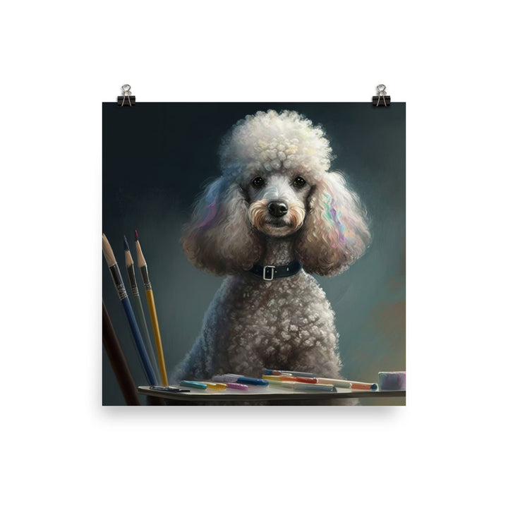 Poodle in painting lesson photo paper poster - Posterfy.AI