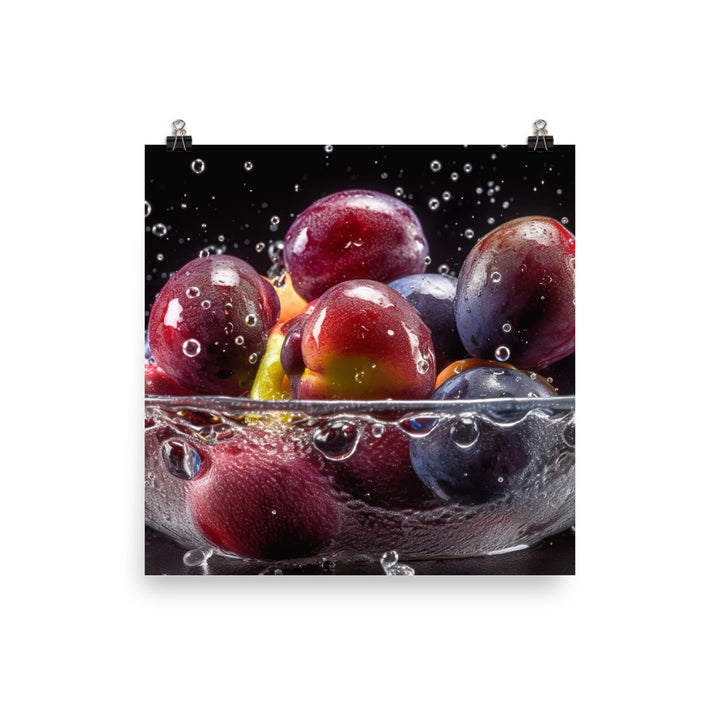 Plums in a Bowl photo paper poster - Posterfy.AI