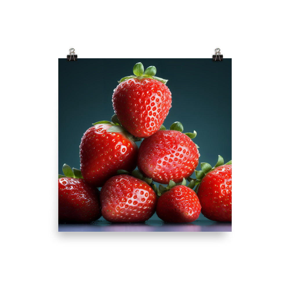 Succulent Strawberry Stack photo paper poster - Posterfy.AI