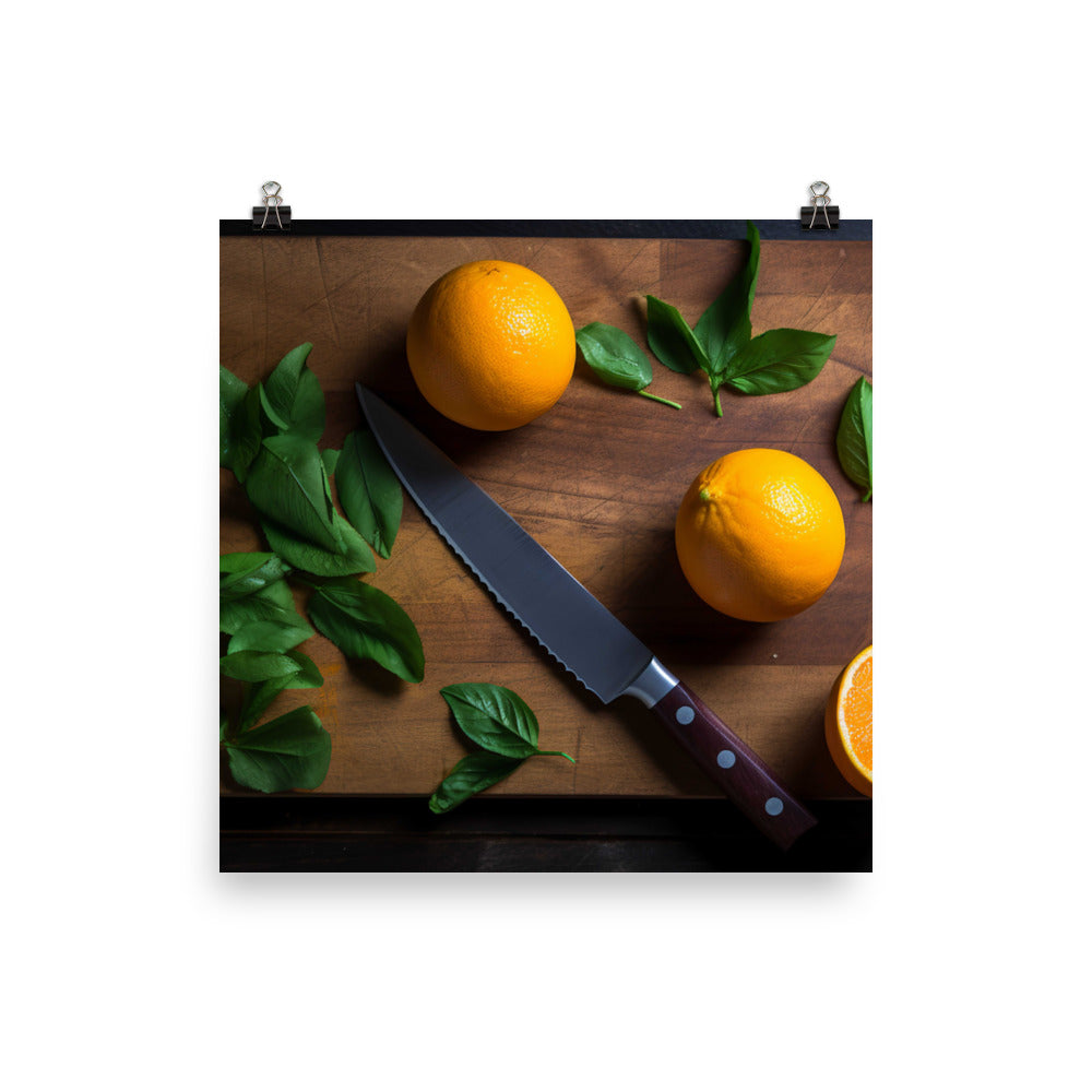 Oranges on a Cutting Board photo paper poster - Posterfy.AI