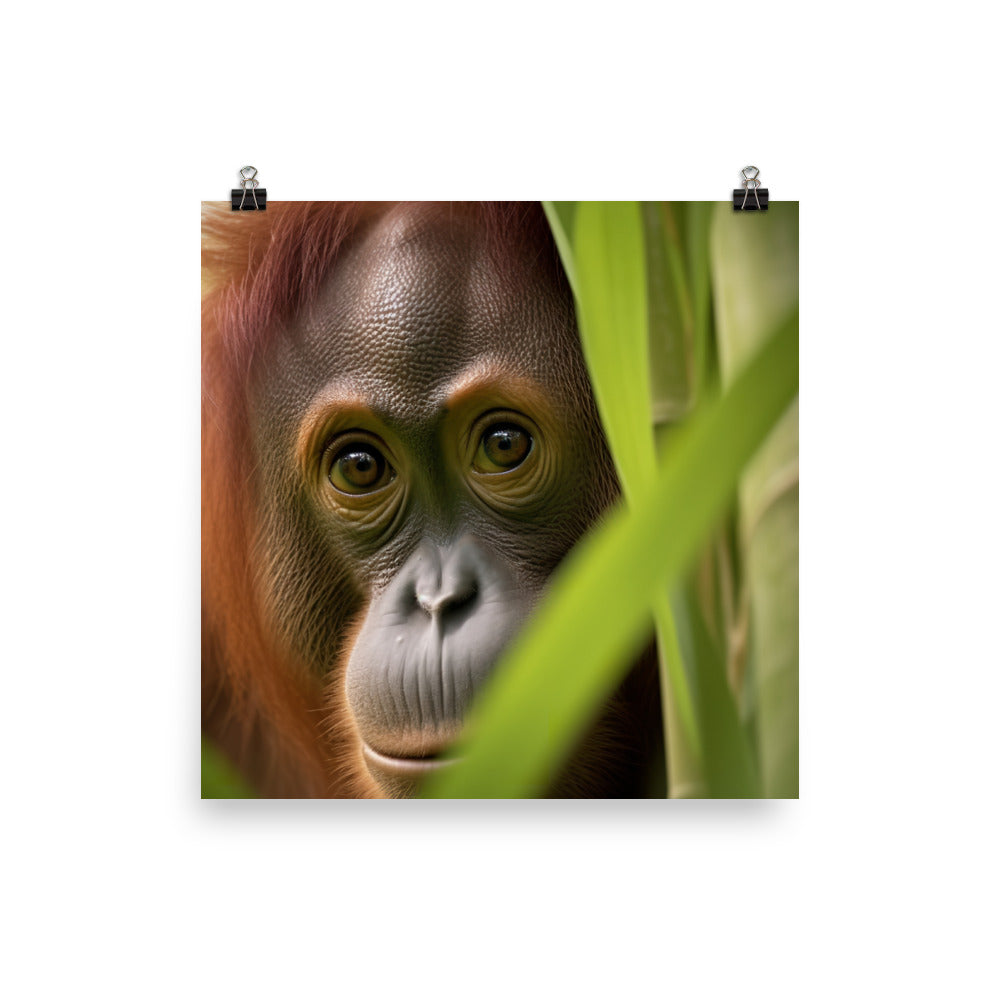 Adorable Orangutan Curiously Peeking photo paper poster - Posterfy.AI