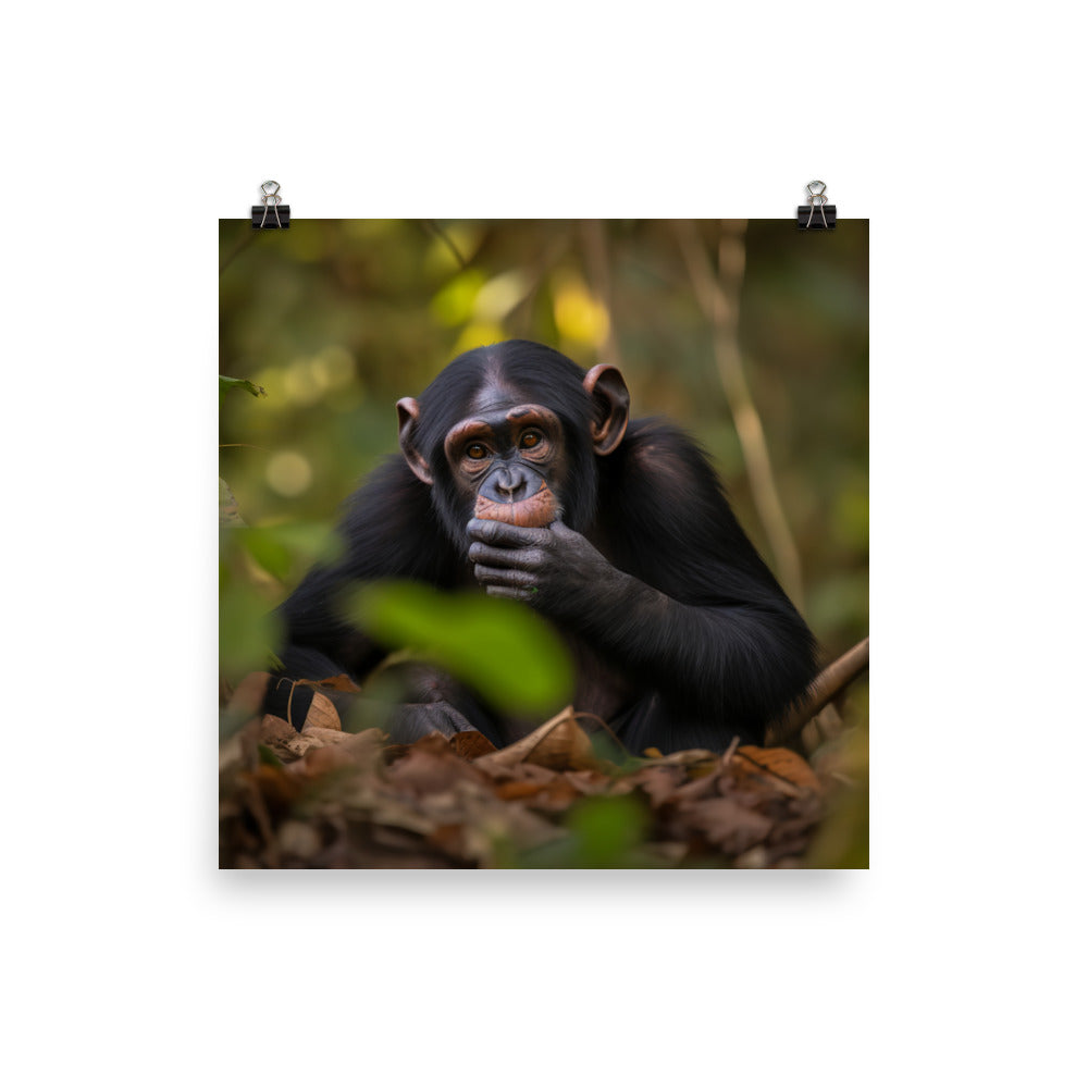 Cheeky Chimpanzee in the Wild photo paper poster - Posterfy.AI