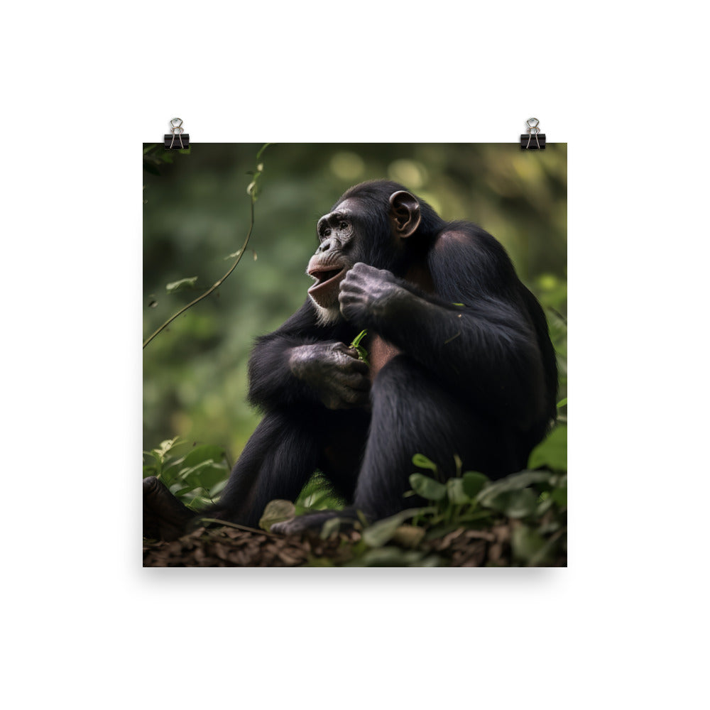 Cheeky Chimpanzee in the Wild photo paper poster - Posterfy.AI