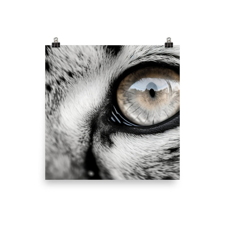 A Close-Up of a Snow Leopards eyes photo paper poster - Posterfy.AI