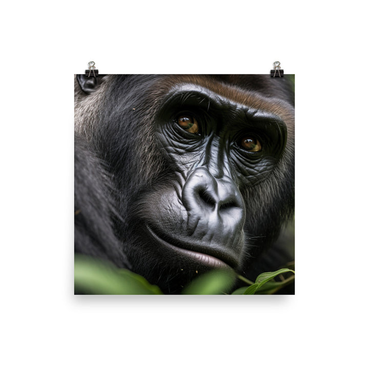 Inquisitive Gorilla in the Wild photo paper poster - Posterfy.AI