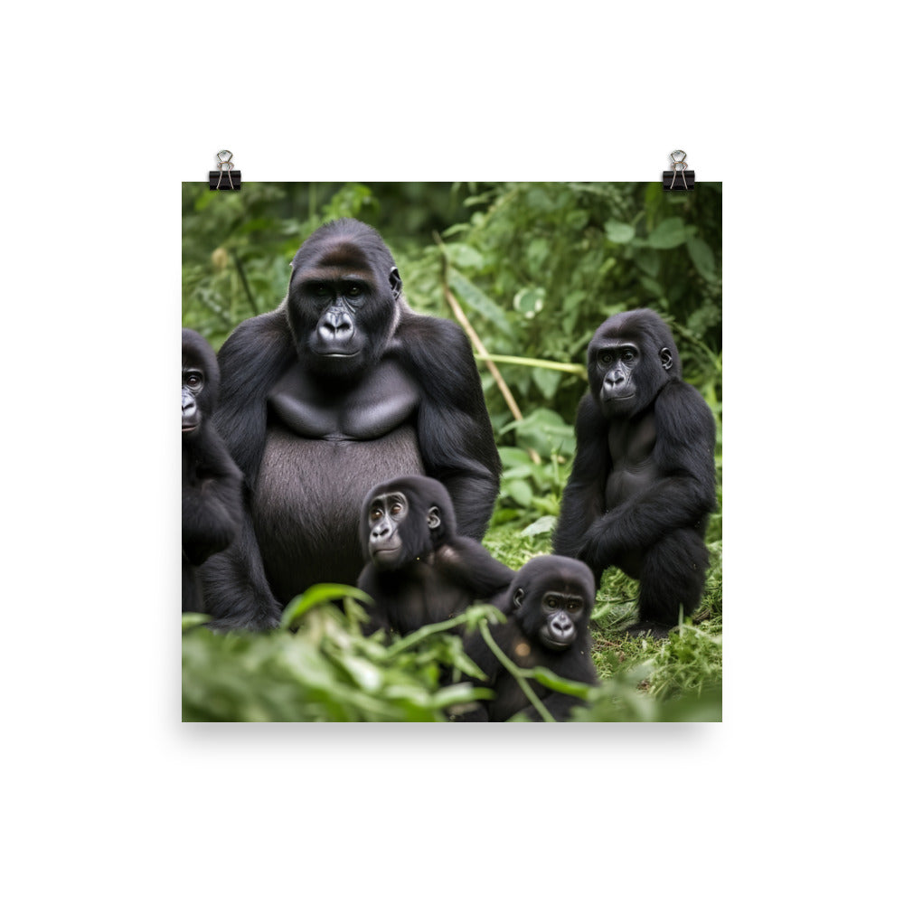 Gorilla Family Time photo paper poster - Posterfy.AI