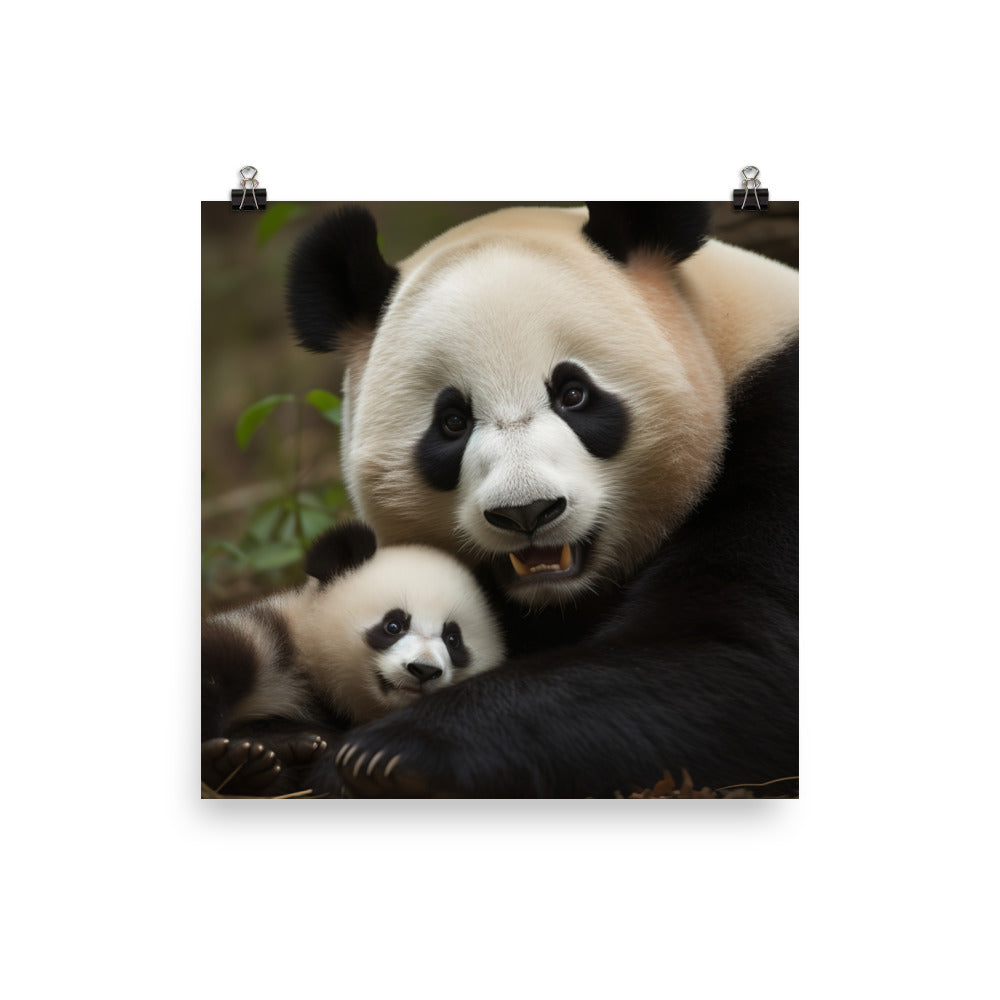 Sweet Panda Family Bonding Time photo paper poster - Posterfy.AI