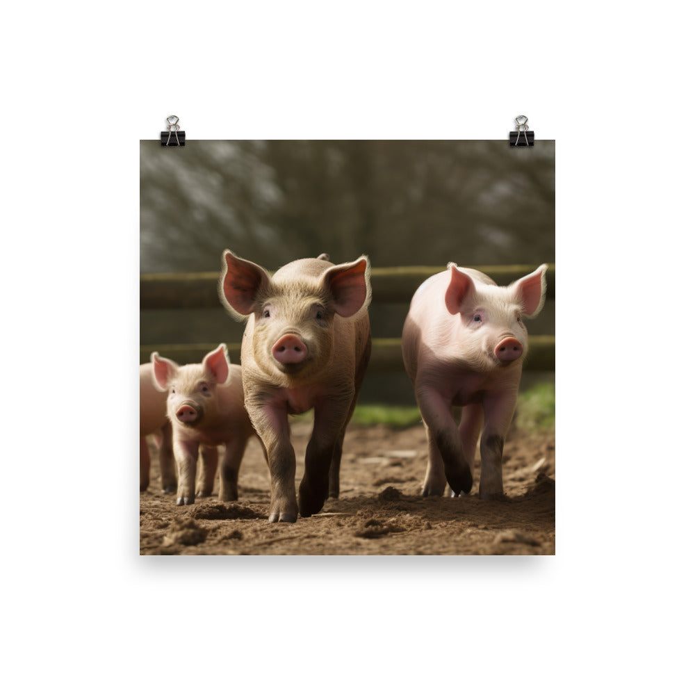 Berkshire Pig Family photo paper poster - Posterfy.AI