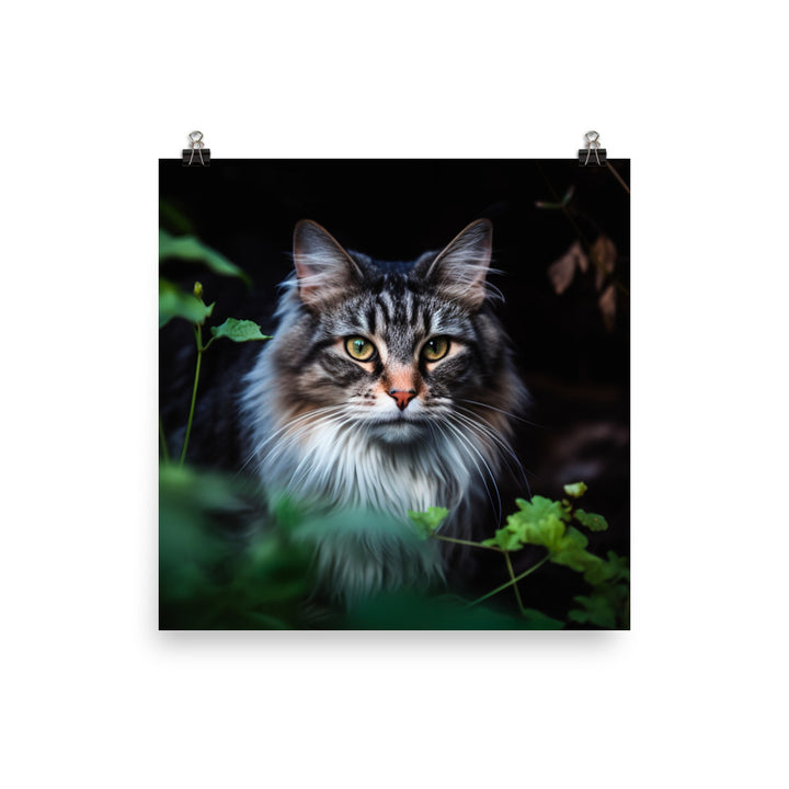 Maine Coon with a candid shot photo paper poster - Posterfy.AI