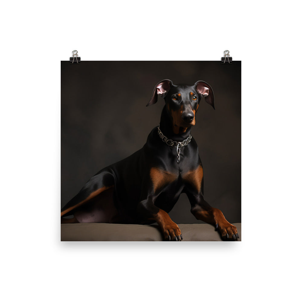 The elegant and regal posture of a Doberman Pinscher photo paper poster - Posterfy.AI