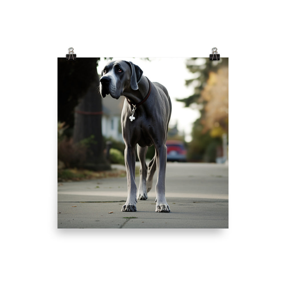 Majestic Great Dane on a Stroll photo paper poster - Posterfy.AI