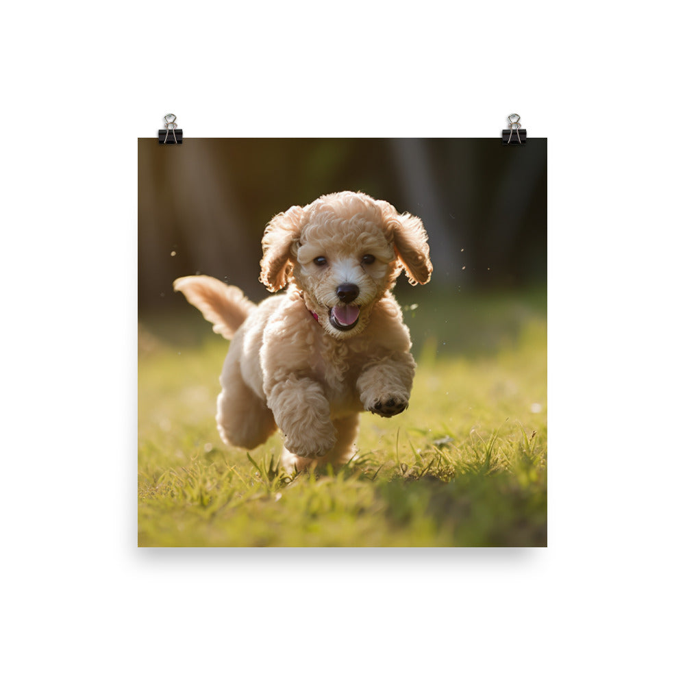 Playful Poodle Pup photo paper poster - Posterfy.AI