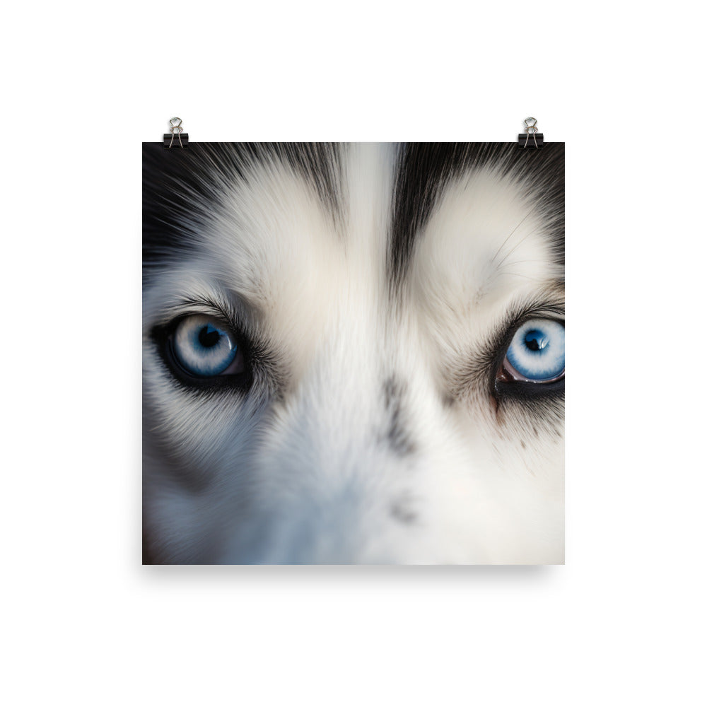 Siberian Huskys face photo paper poster - Posterfy.AI