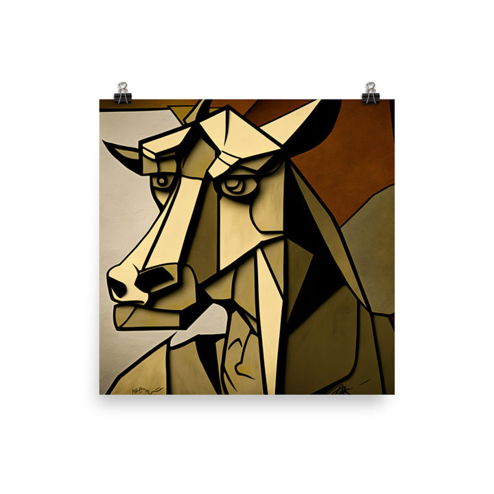Ox in colorful cubism style photo paper poster - Posterfy.AI