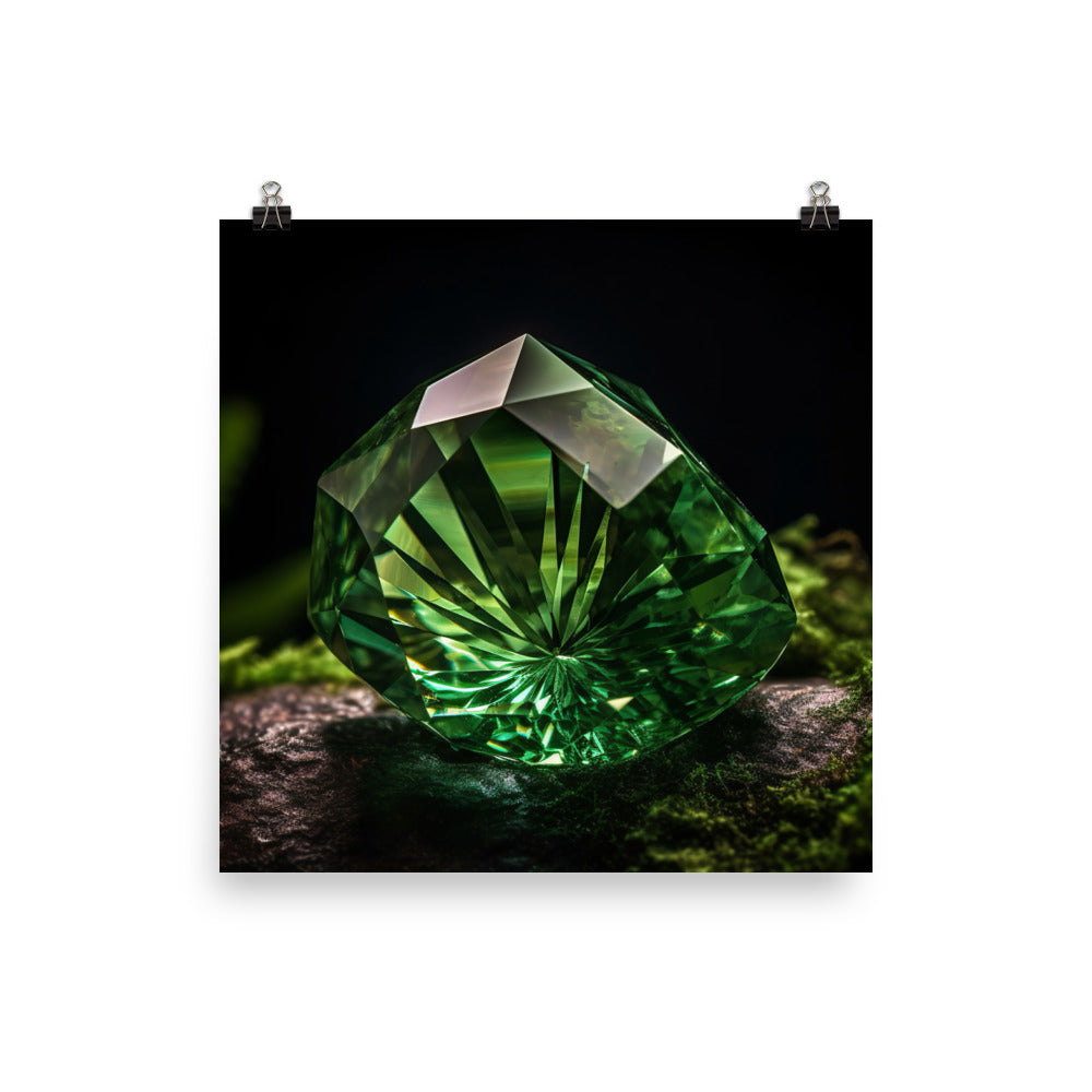 Green diamond with a deep forest photo paper poster - Posterfy.AI