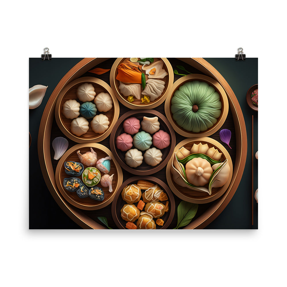 A colorful platter of dim sum 點心拼盤 photo paper poster - Posterfy.AI