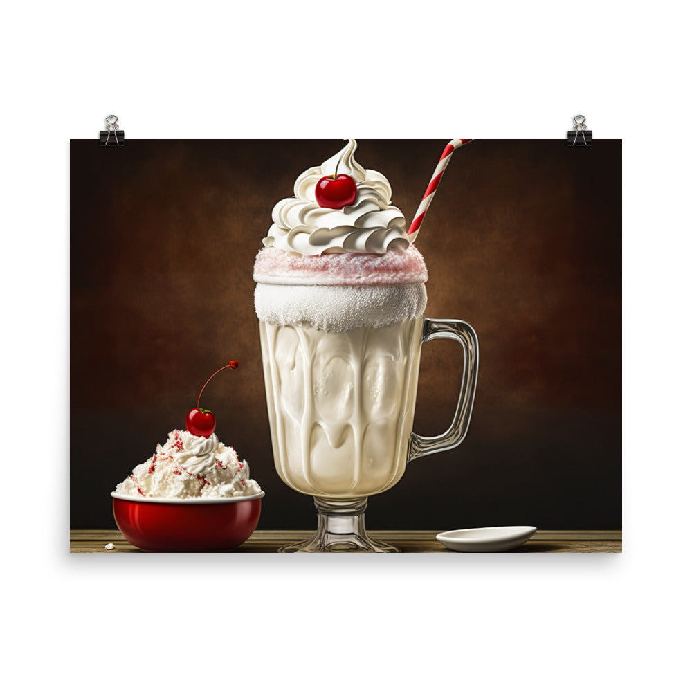 A frosty mug of classic cream soda photo paper poster - Posterfy.AI