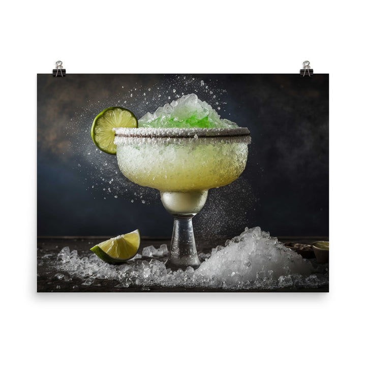 A margarita cocktail with salt rimmed glass photo paper poster - Posterfy.AI