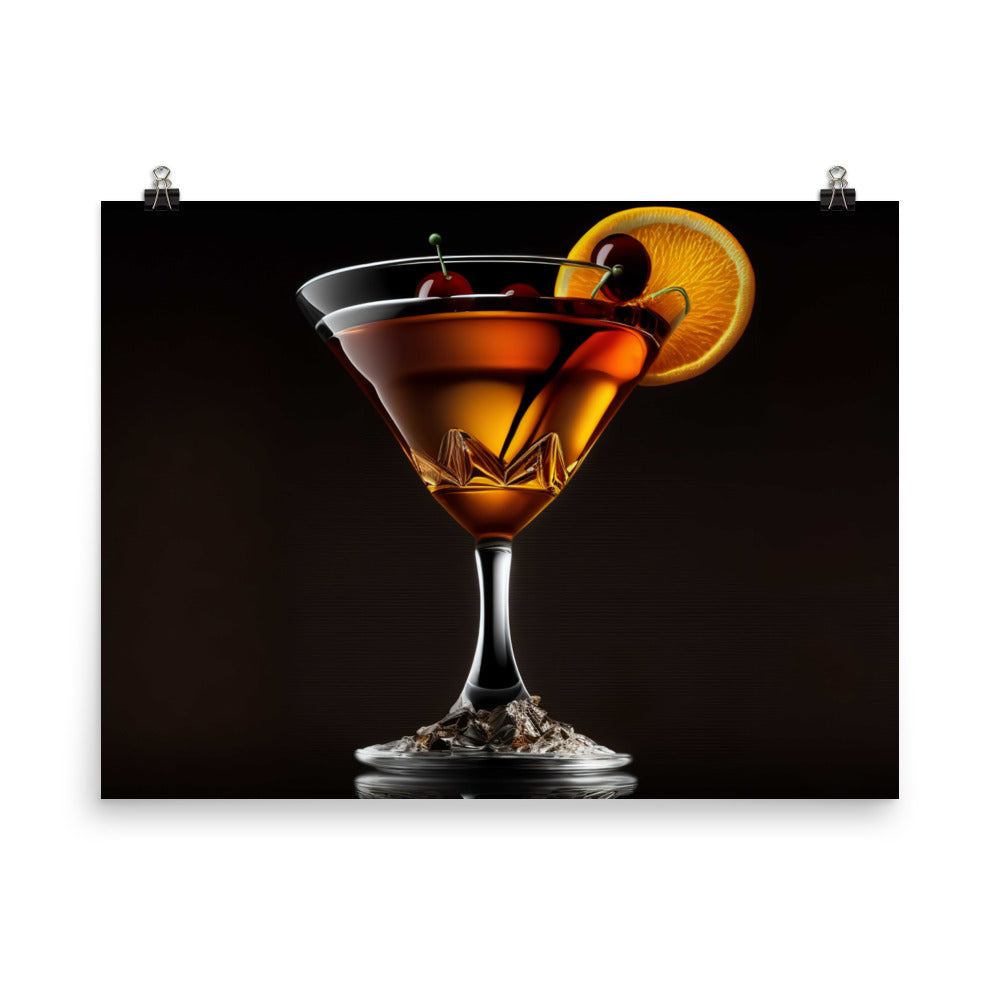 A classic Manhattan cocktail with a twist of orange photo paper poster - Posterfy.AI