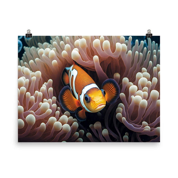 A playful clownfish swimming photo paper poster - Posterfy.AI