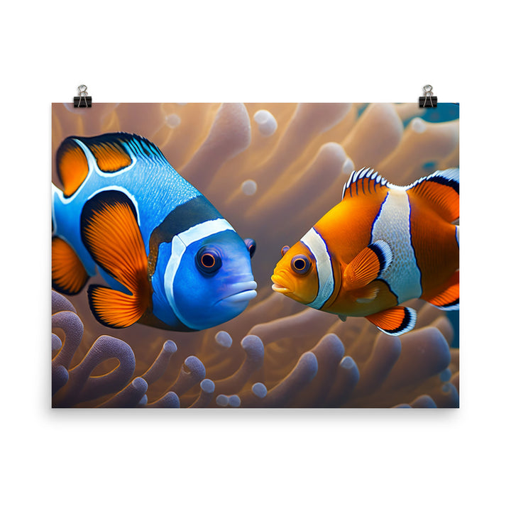 A clownfish and a blue tang swimming together photo paper poster - Posterfy.AI