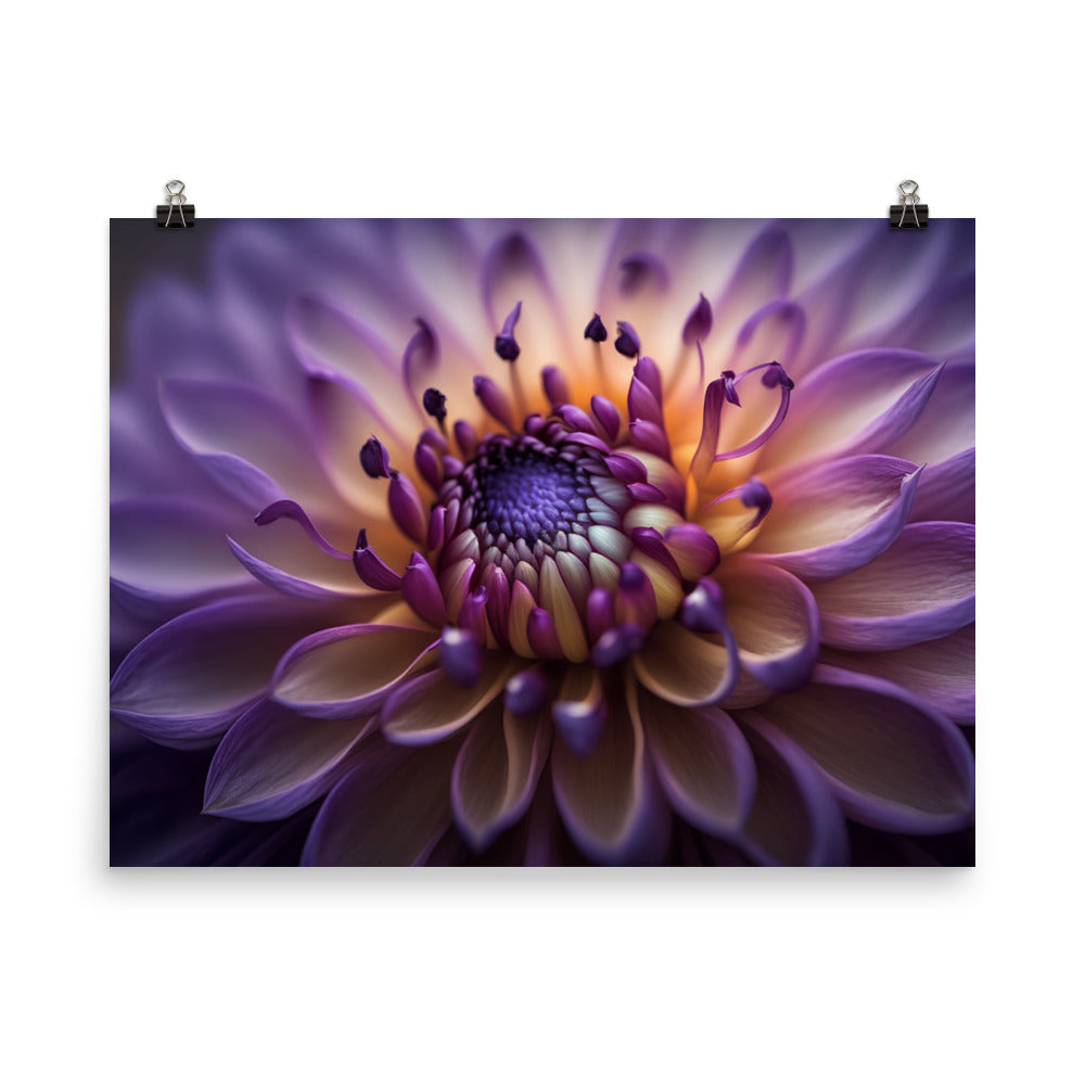 A macro shot of a purple dahlia photo paper poster - Posterfy.AI