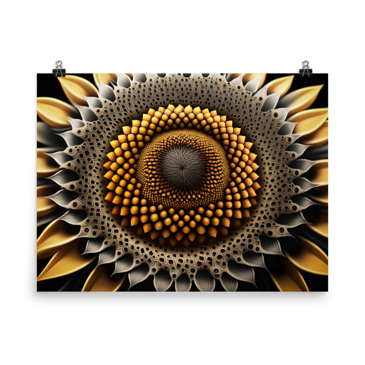 A Close-Up of a yellow sunflower photo paper poster - Posterfy.AI