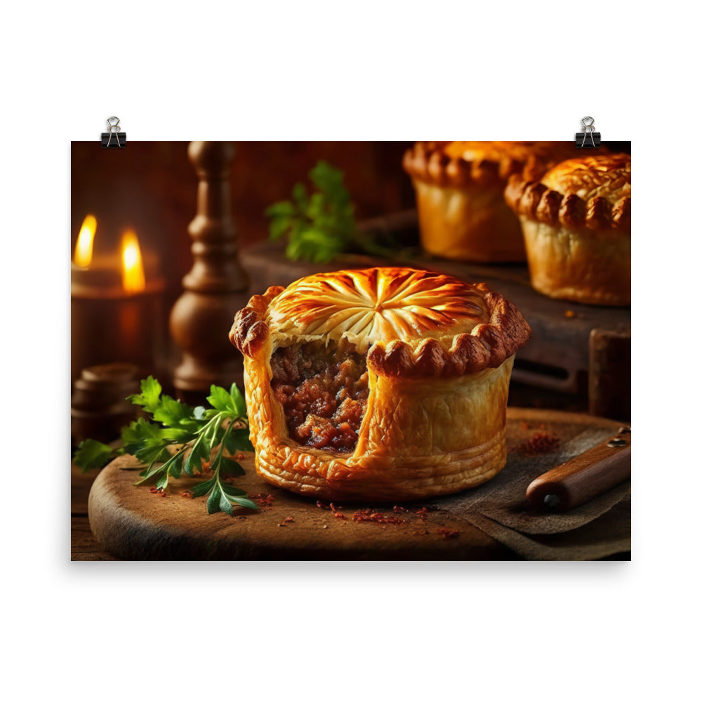 Freshly baked meat pie photo paper poster - Posterfy.AI