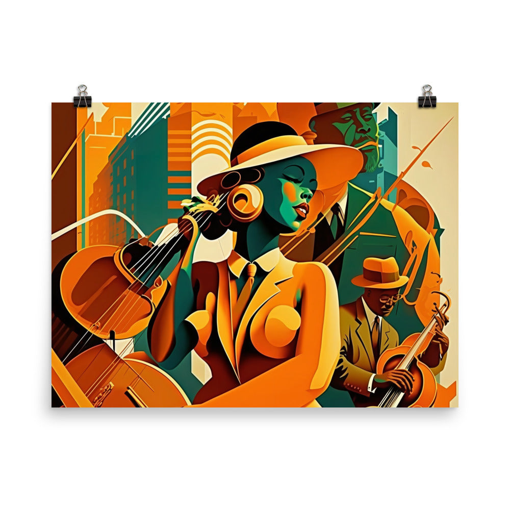 Jazz band in Art Deco era photo paper poster - Posterfy.AI