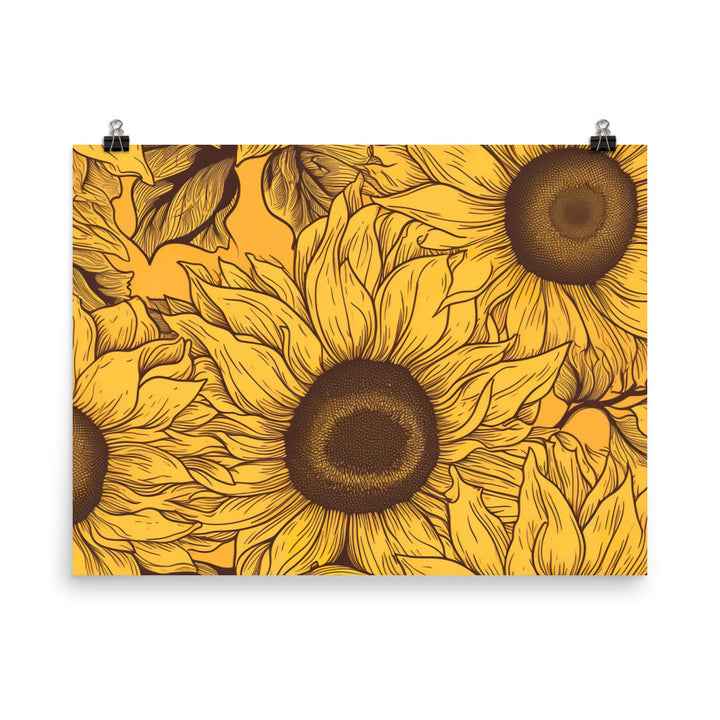 Sunflower Pattern photo paper poster - Posterfy.AI