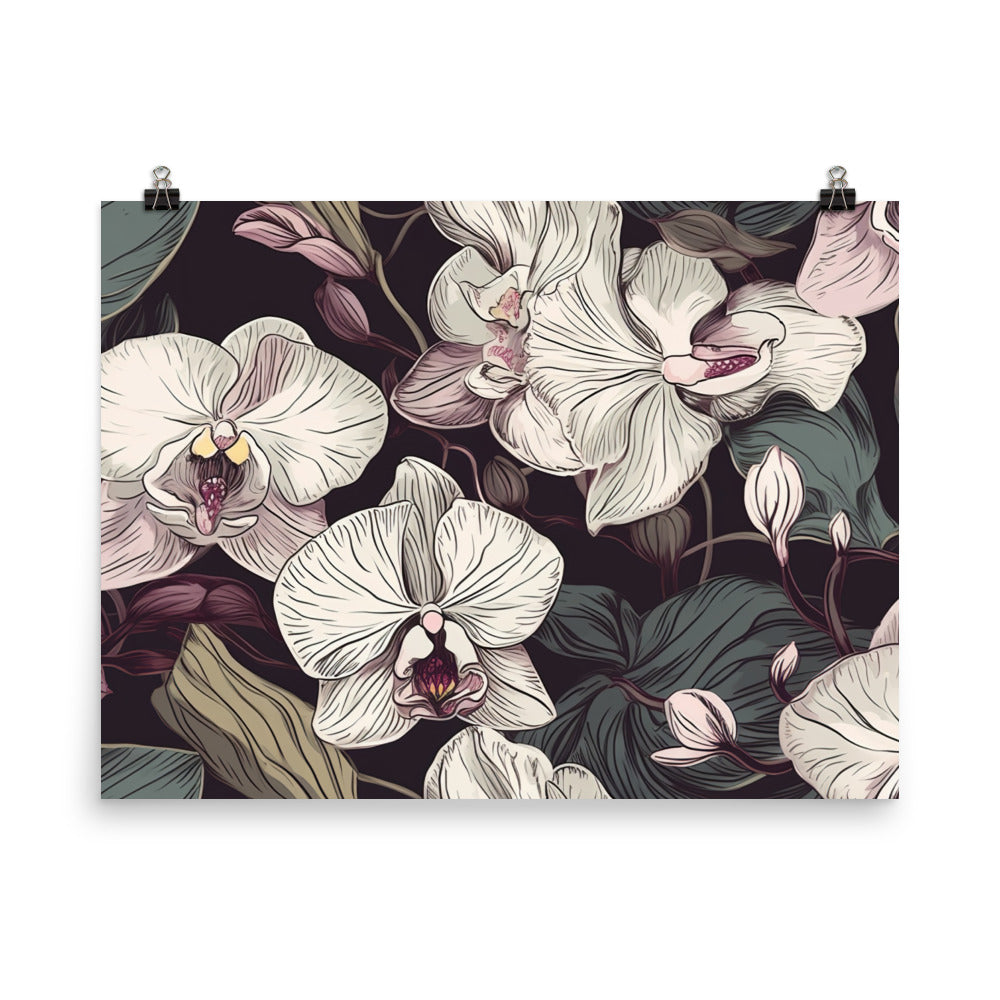 Orchid Pattern photo paper poster - Posterfy.AI