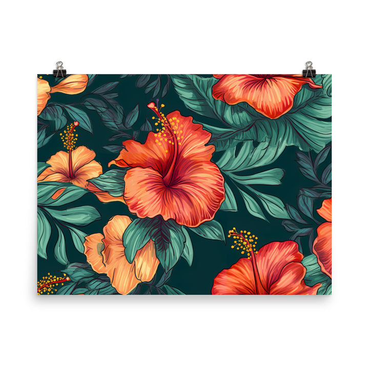 Hibiscus Pattern photo paper poster - Posterfy.AI