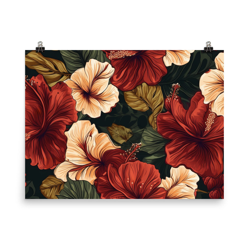 Hibiscus Pattern photo paper poster - Posterfy.AI