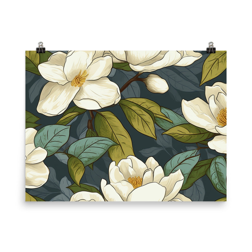 Gardenia Pattern photo paper poster - Posterfy.AI