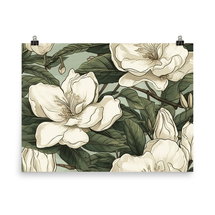 Gardenia Pattern photo paper poster - Posterfy.AI