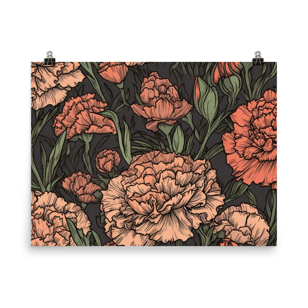 Carnation Pattern photo paper poster - Posterfy.AI