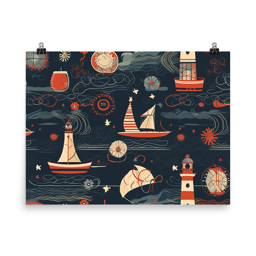 Nautical Pattern photo paper poster - Posterfy.AI