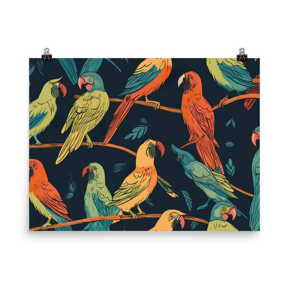 Parrot talk Pattern photo paper poster - Posterfy.AI